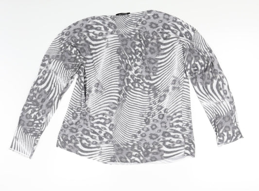 Kaleidoscope Womens Grey Animal Print Basic T-Shirt Size 14