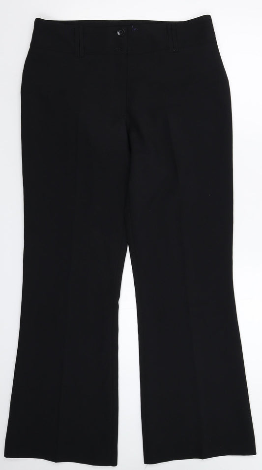 Womens UK Size 12 Papaya Regular Fit Dress Pants Black Trousers