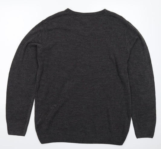 Easy Mens Grey Knit Pullover Jumper Size L