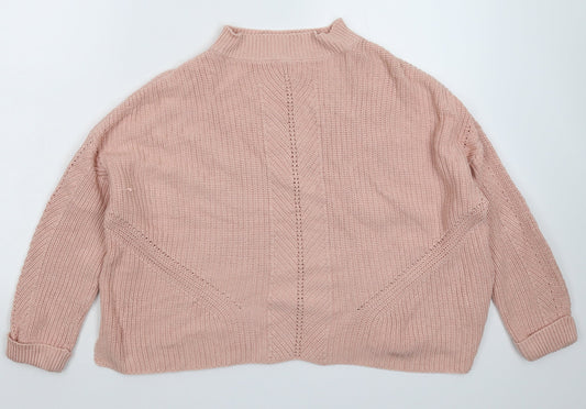 Topshop Womens Pink Knit Pullover Jumper Size 6 - Oversized