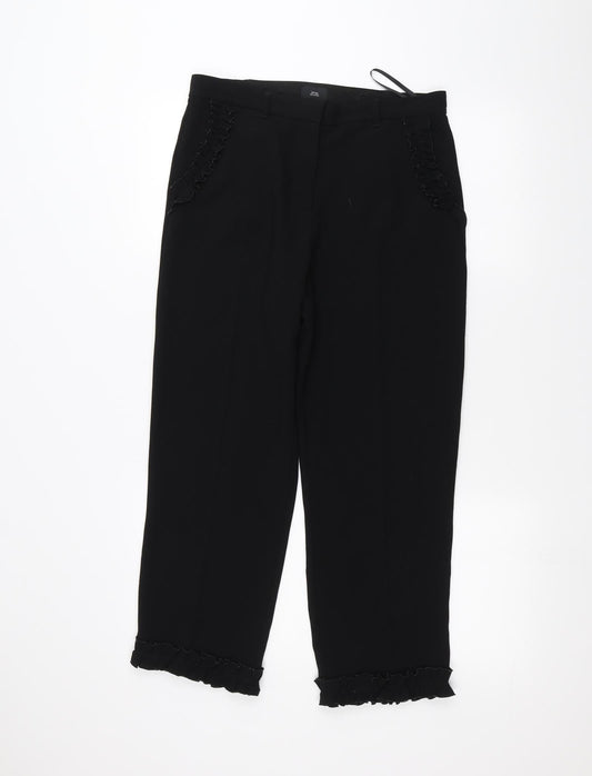 Womens UK Size 10 River Island Regular Fit Black Trousers