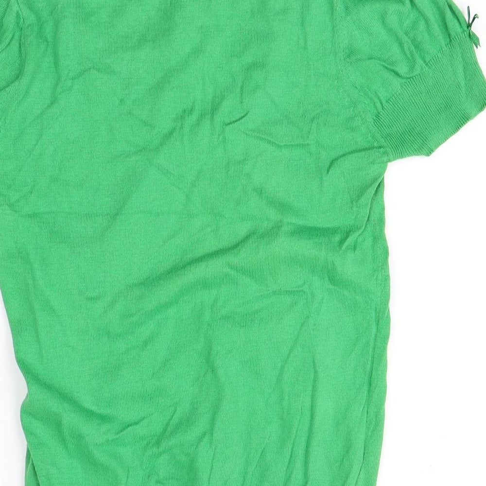 DEPT Womens Green Floral Henley Jumper Size M