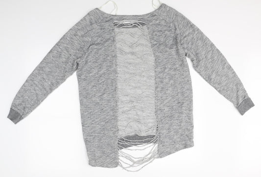 FOREVER 21 Womens Grey Basic T-Shirt Size S - distressed back