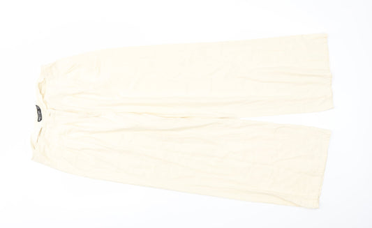 Womens UK Size 10 Nasty Gal Regular Fit Capri Ivory Trousers
