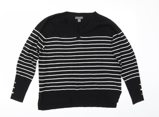 Primark Womens Black Striped Pullover Jumper Size M