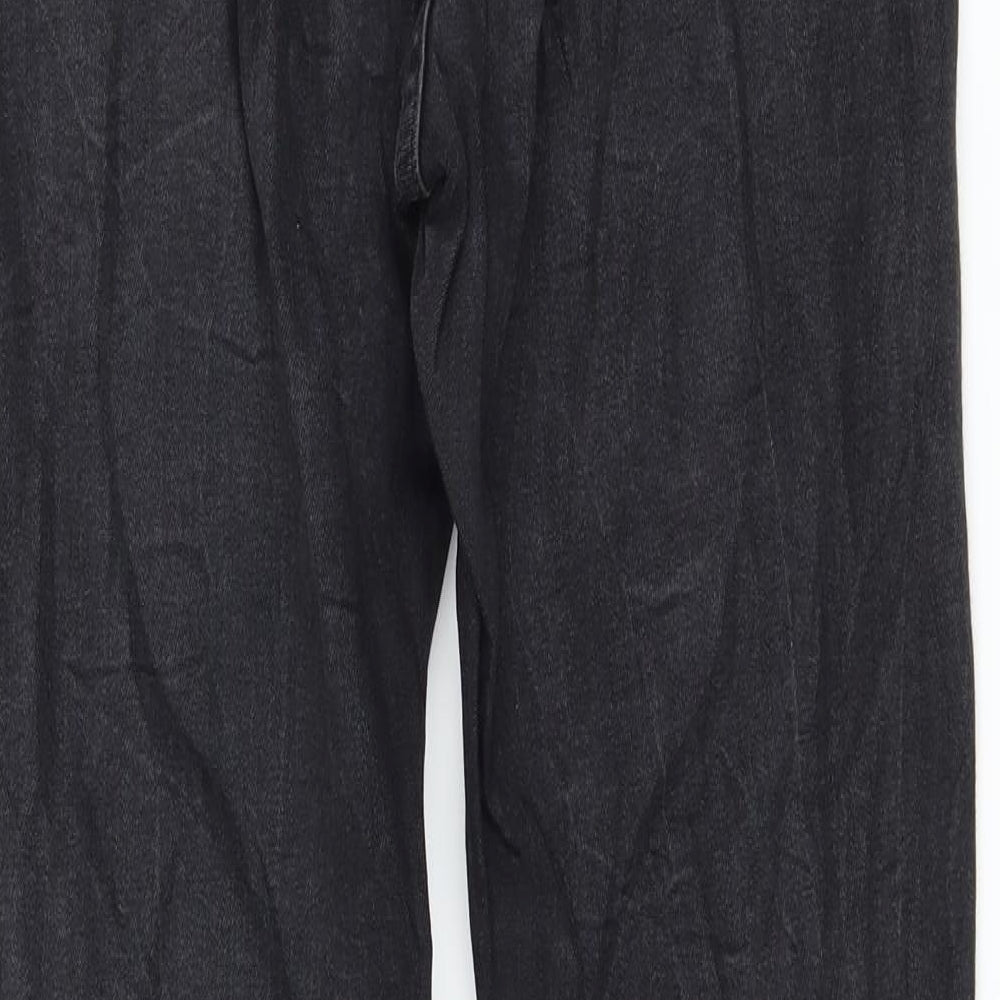 Brand and care label for Denim & Co. women’s grey denim skinny jeans, size UK 12, 28-inch leg