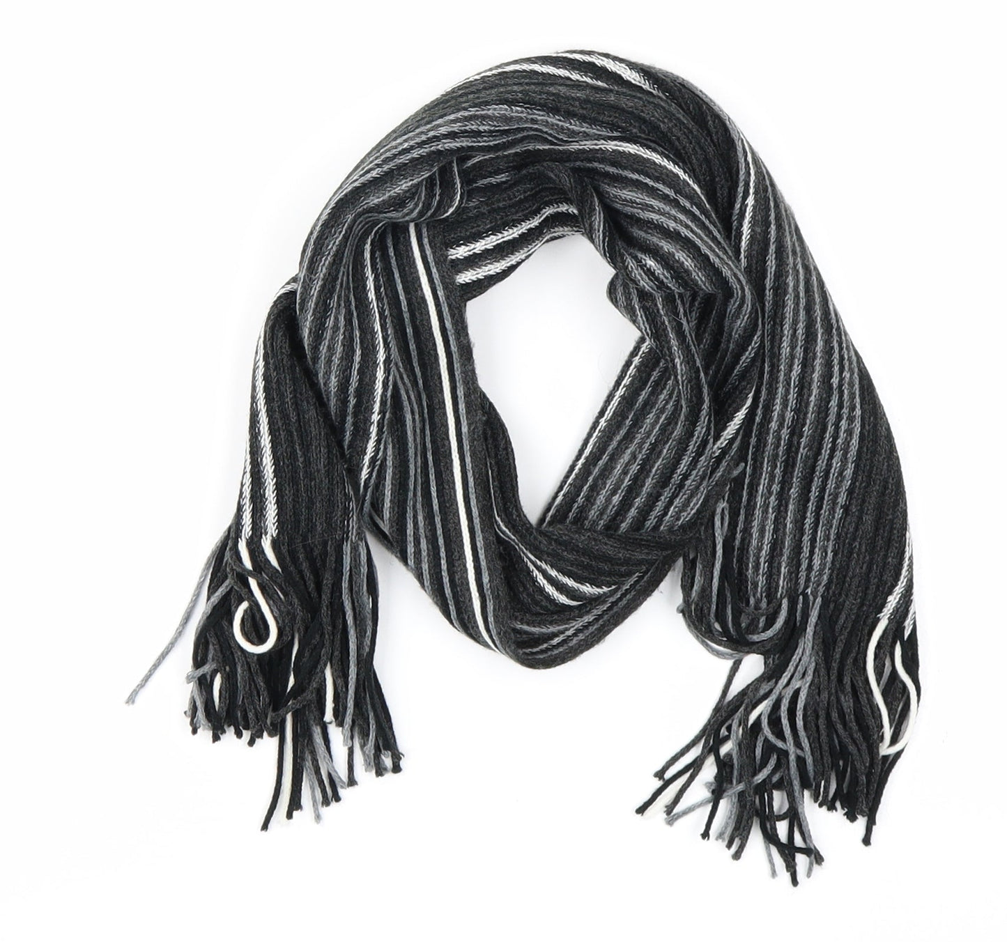 New Look Unisex Black Striped Knit Scarf