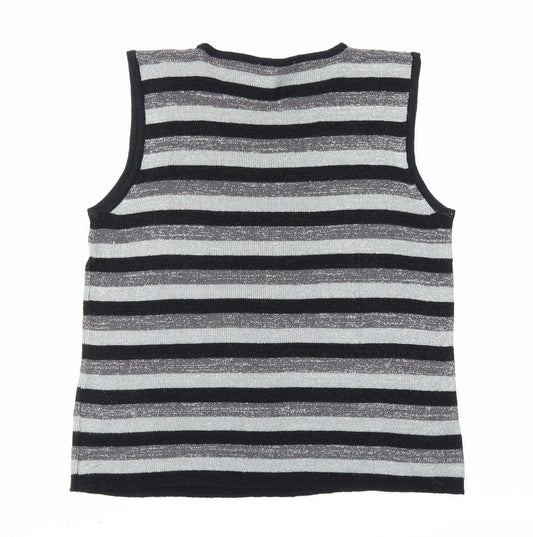 Preworn Womens Grey Striped Vest Jumper Size S