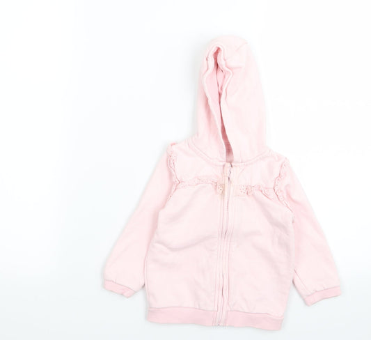 Asda George Girls Pink Full Zip Jumper Size 9-12 Months