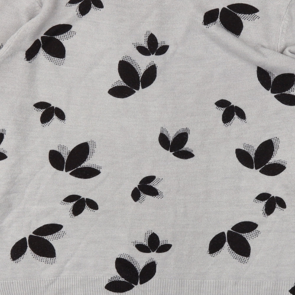 M&S Womens Grey Floral Pullover Jumper Size 12