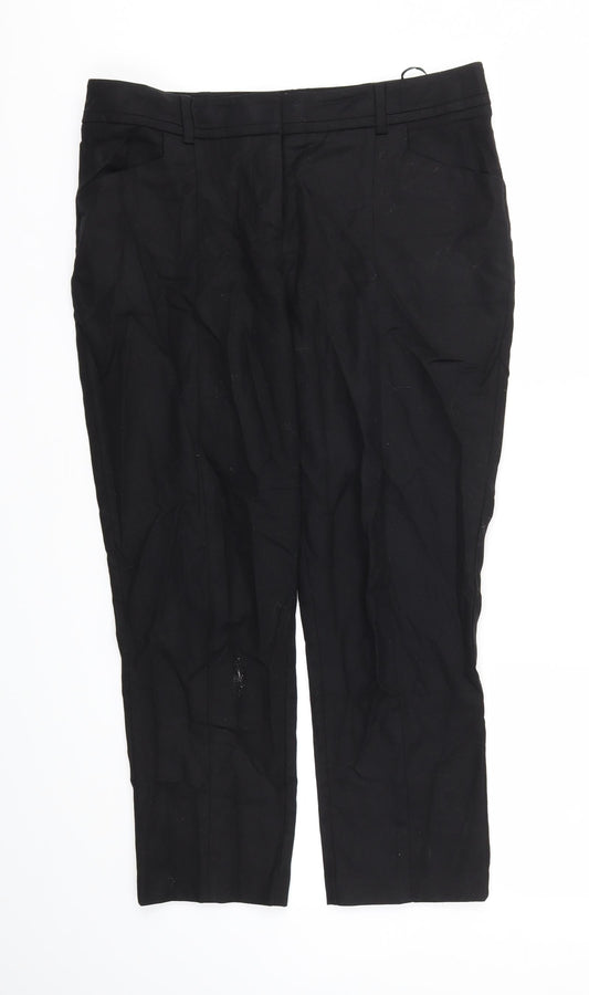 Womens UK Size 12 ASOS Regular Fit Capri Black Trousers