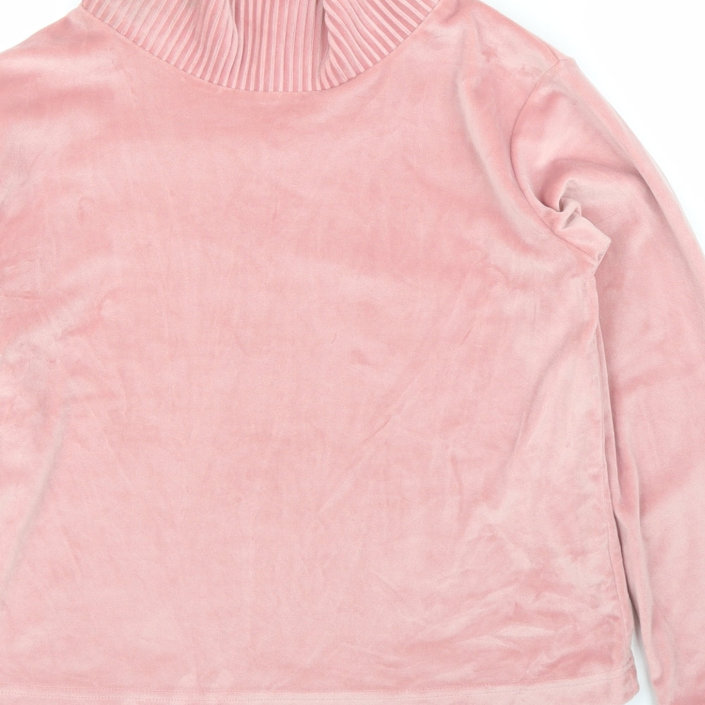 Tu Womens Pink Solid Velvet Top Pyjama Top Size 8