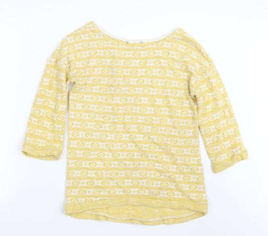 NEXT Womens Yellow Geometric Knit Pullover Jumper Size 8