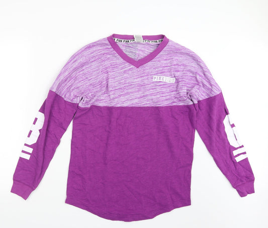 PINK Womens Purple Knit Pullover Jumper Size XS