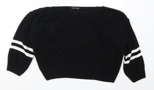 I SAW IT FIRST Womens Black Striped Pullover Jumper Size 6