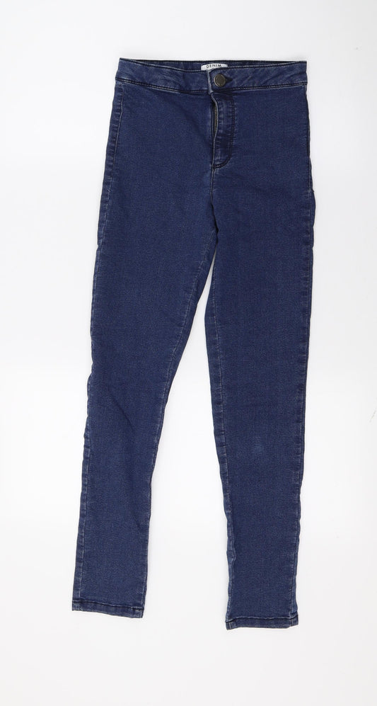 Additional front view of Miss Selfridge women’s blue denim skinny jeans, size UK 4, 24-inch leg