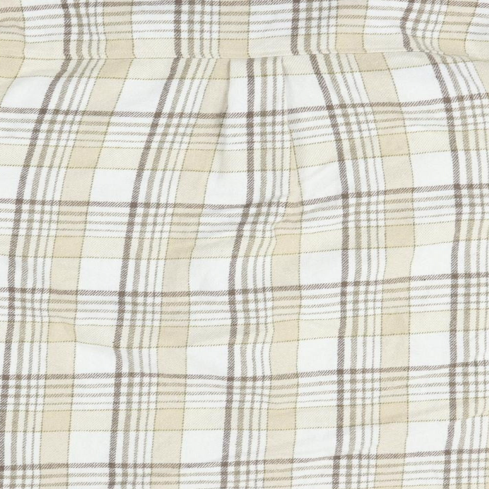 CAMEO ROSE Womens Beige Check Basic Button-Up Size L