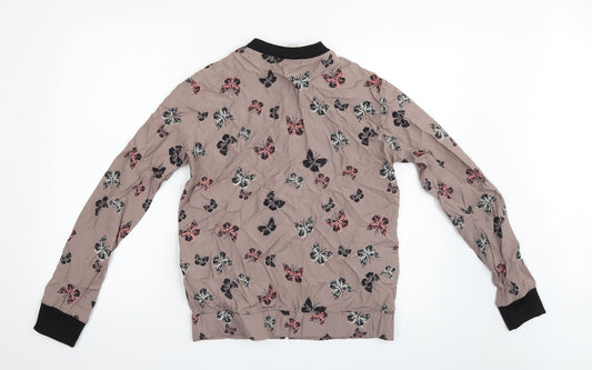 Apricot Womens Brown Animal Print Jacket Size 10 - Butterflies