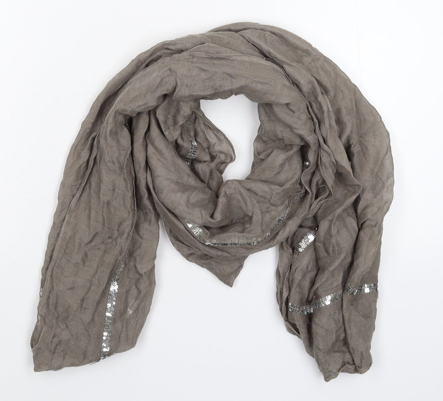Preworn Womens Grey Striped Knit Scarf