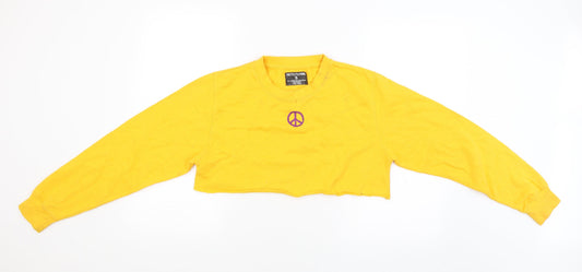 PRETTYLITTLETHING Womens Yellow Wrap Jumper Size S