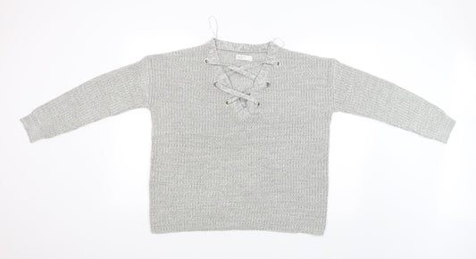 Additional front view of Papaya women’s grey jumper, size L