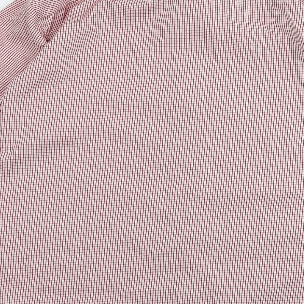 Mens UK Size 17 Preworn Red Button-Up Long Sleeve Casual Shirt