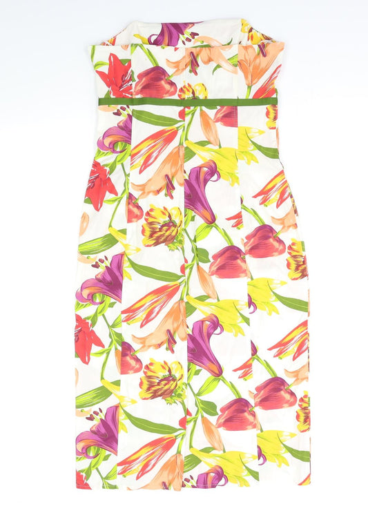 Cream Womens Multicoloured Floral Fit & Flare Size 12
