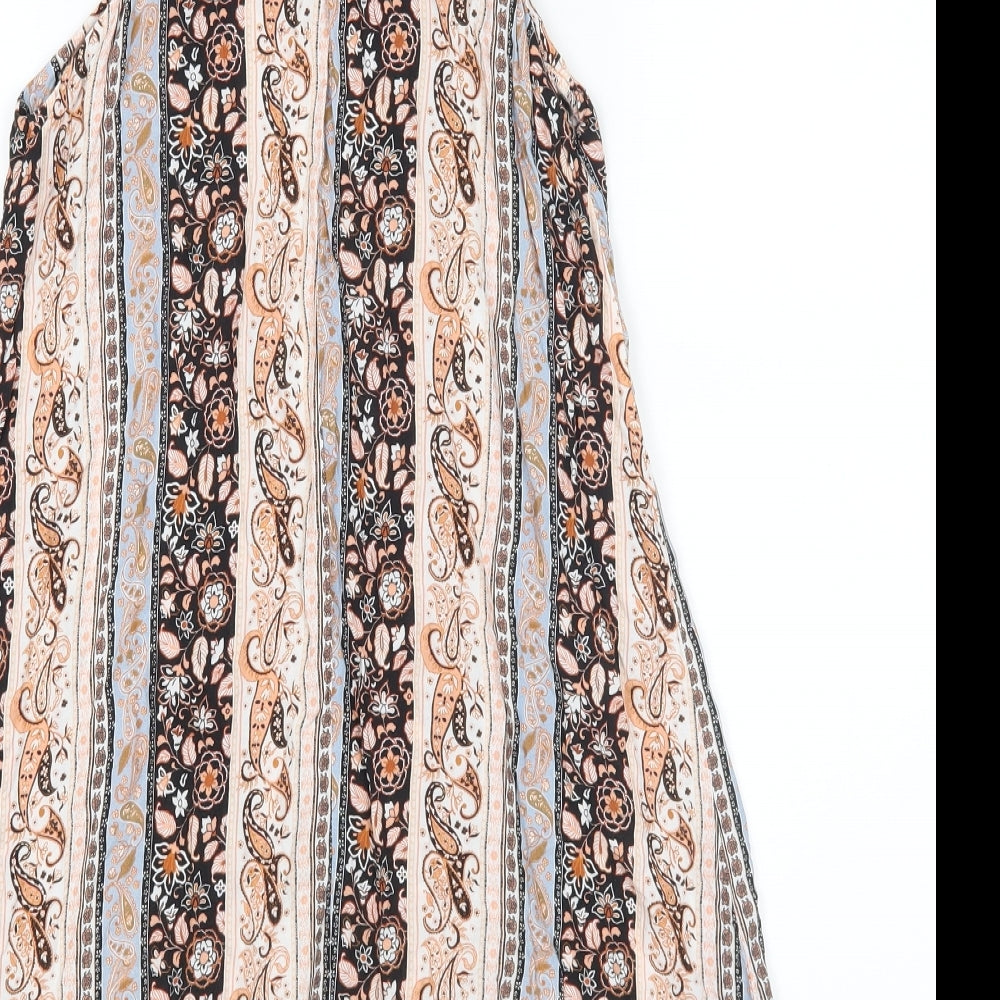 Miss Selfridge Womens Orange Floral A-Line Size 10