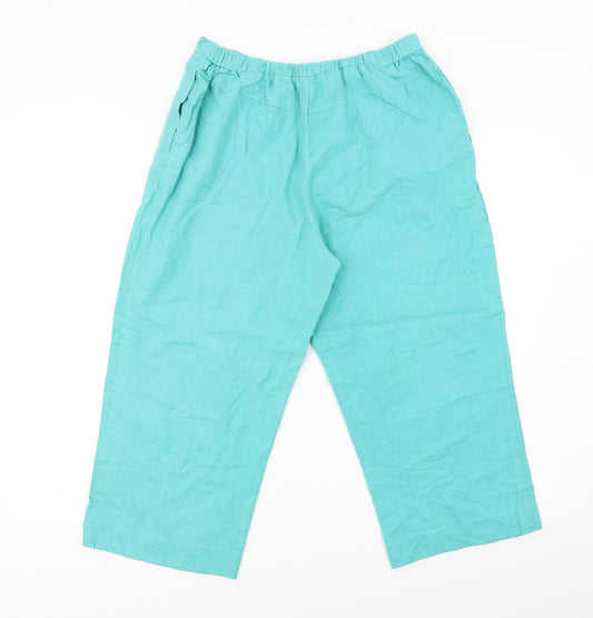 Back view of Penny Plain women’s blue trousers, size UK 14, 20-inch leg