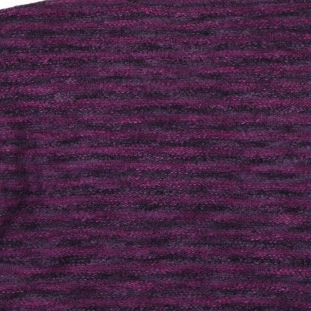 BM Collection Womens Purple Striped Pullover Jumper Size XL