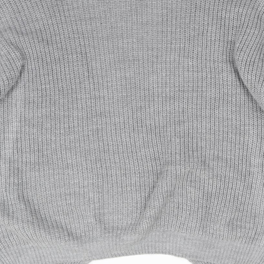 Missy Empire Womens Grey Cardigan Jumper Size 10