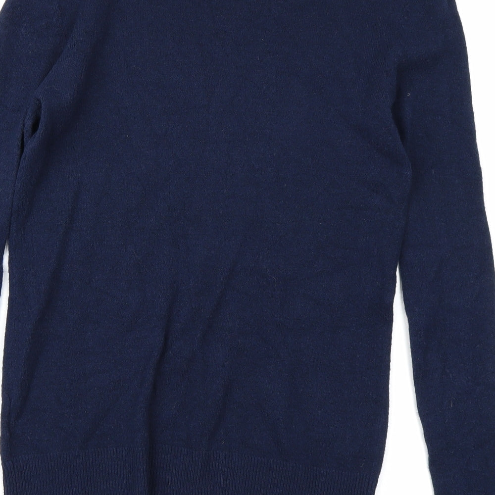 Brand and care label for Atmosphere women’s blue knit jumper, size UK 8