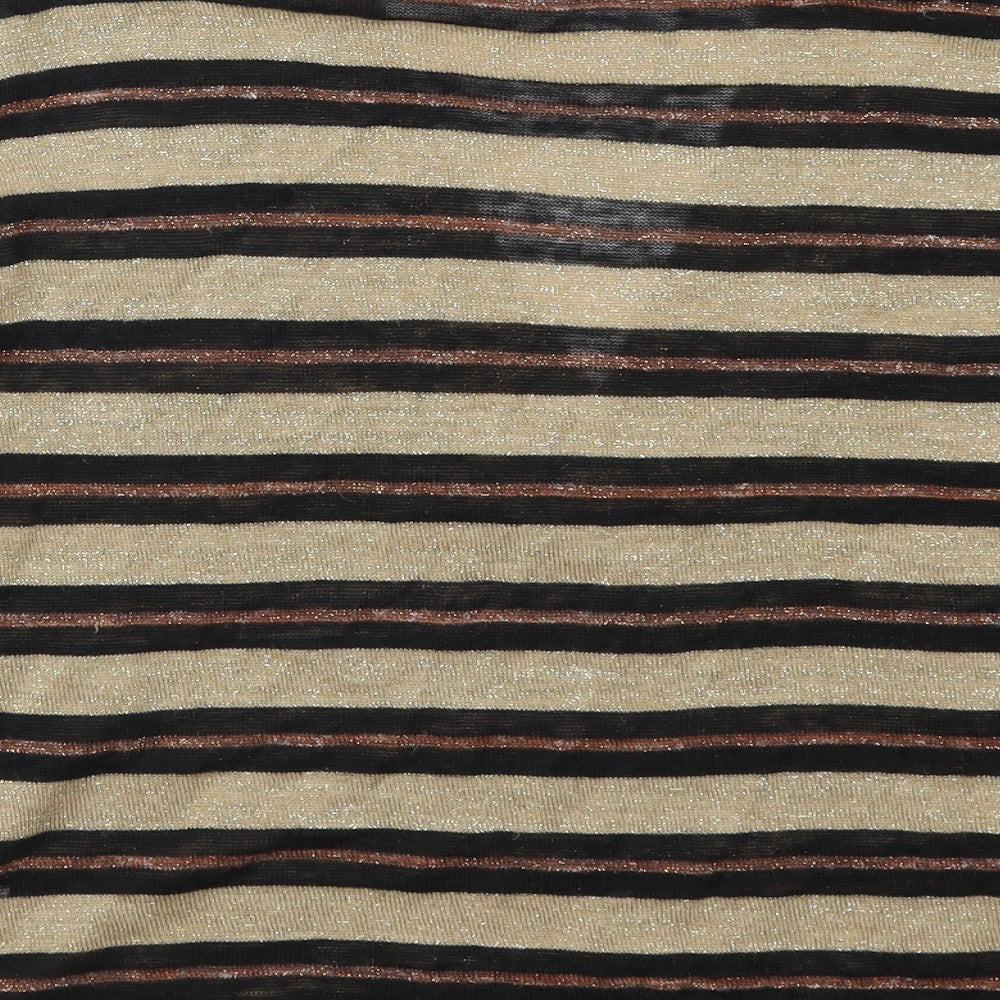 Next Womens Gold Striped Pullover Jumper Size M