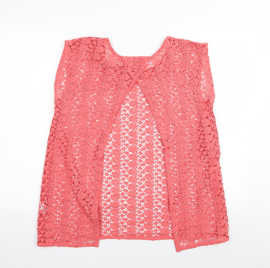 Womens UK Size 10 Papaya Pink Basic T-Shirt