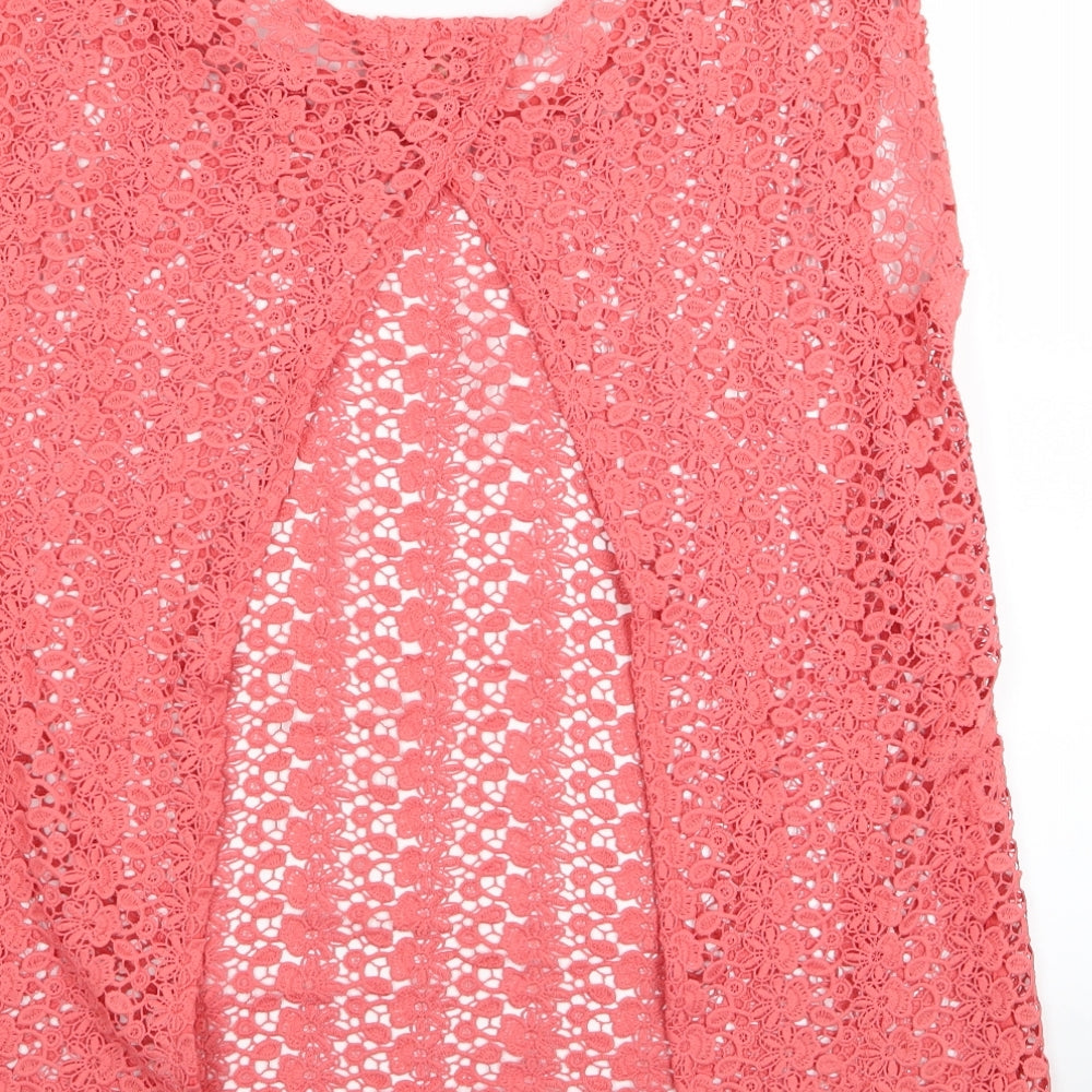 Papaya Womens Pink Floral Basic T-Shirt Size 10