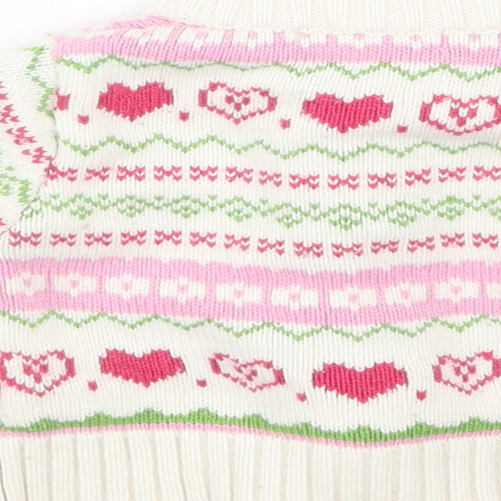 Miss Bellina Girls White Geometric Knit Jacket Coatigan Size 3-6 Months
