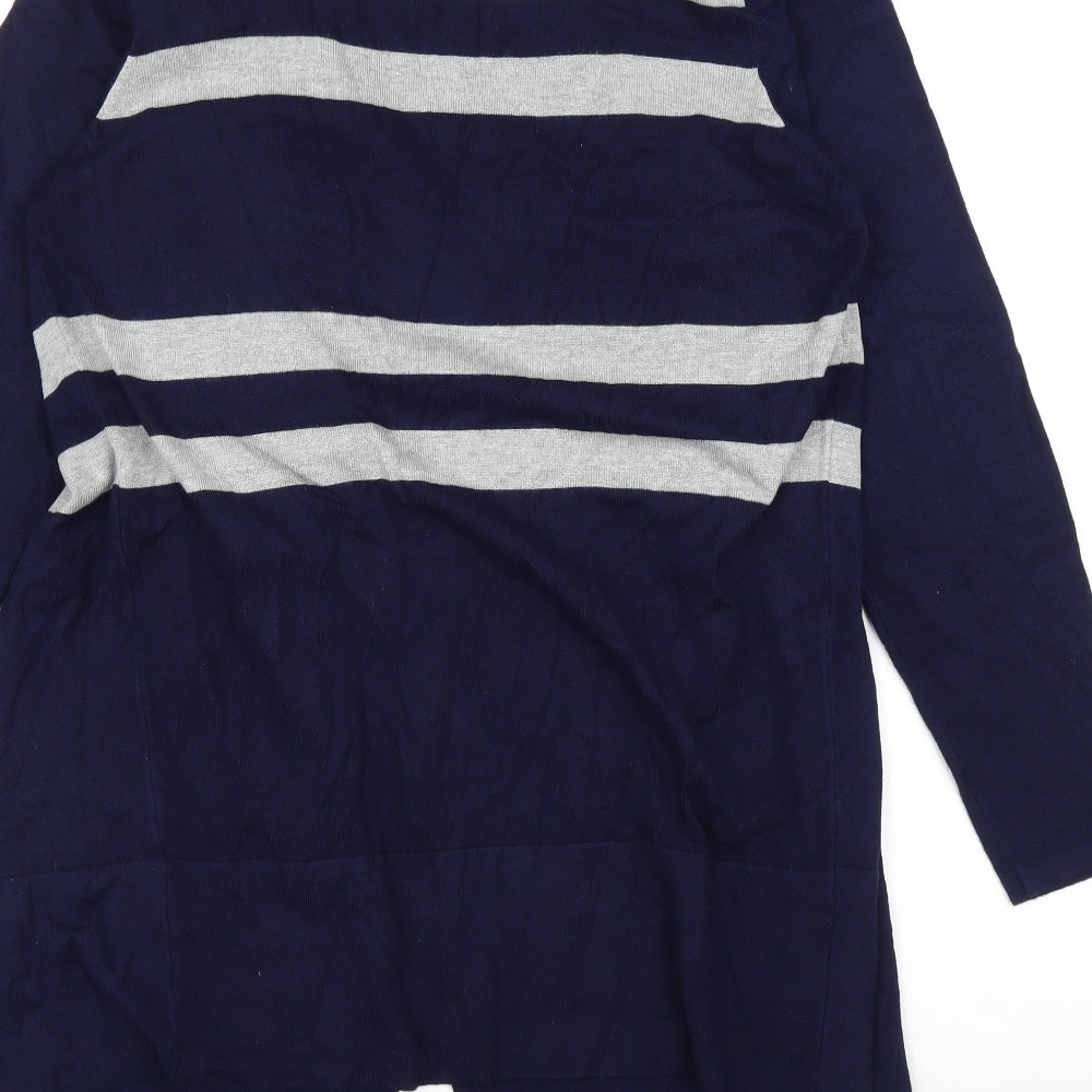 Text Womens Blue Striped Cardigan Jumper Size M
