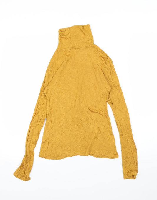 Active Basic Womens Yellow Rayon Basic T-Shirt Size S
