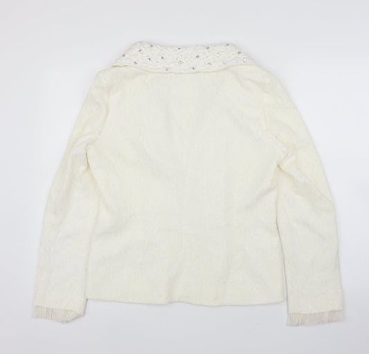 HEINE Womens Ivory Floral Cardigan Jumper Size 14
