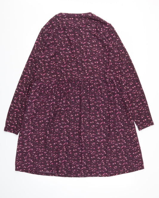 STUDIO Womens Purple Floral Fit & Flare Size 12