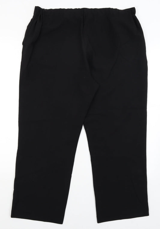 Womens UK Size 16 Preworn Regular Fit Black Trousers