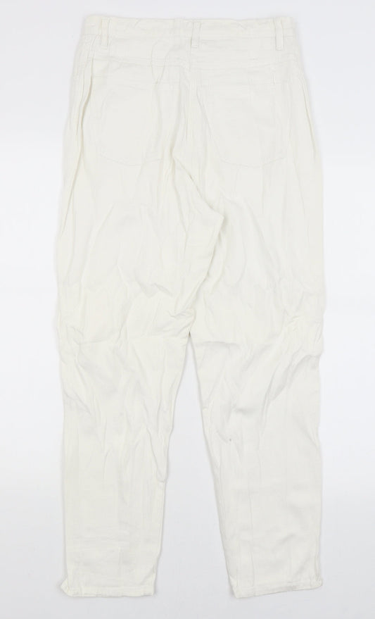 Womens UK Size 12 Preworn Regular Fit Straight White Jeans