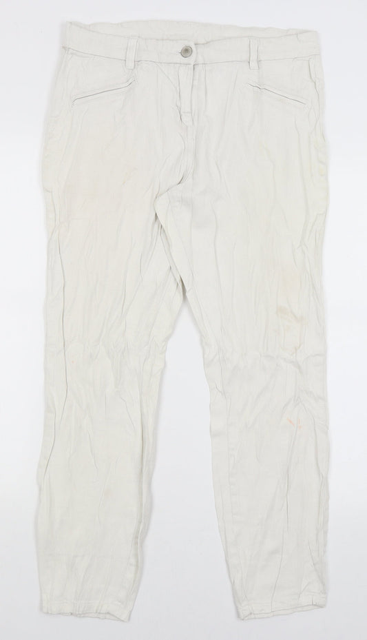 Womens UK Size 14 BHS Regular Fit Straight White Jeans