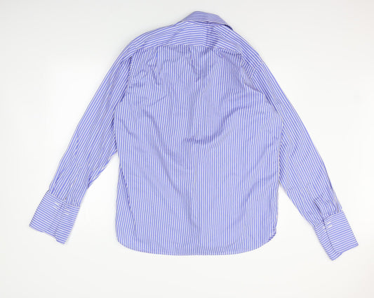 Sartorio Mens Blue Striped Button-Up Size 16.5