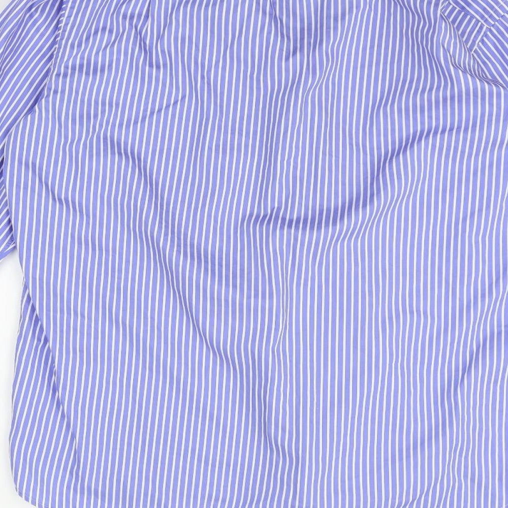 Sartorio Mens Blue Striped Button-Up Size 16.5