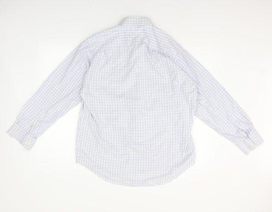 Mens UK Size 16 llyod attree & smith Silver Button-Up Long Sleeve Casual Shirt