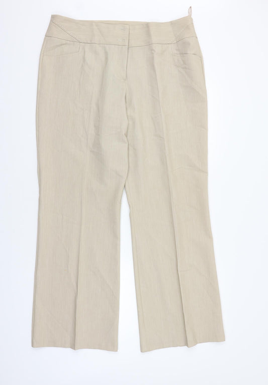 Womens UK Size 18 M&Co Regular Fit Beige Trousers