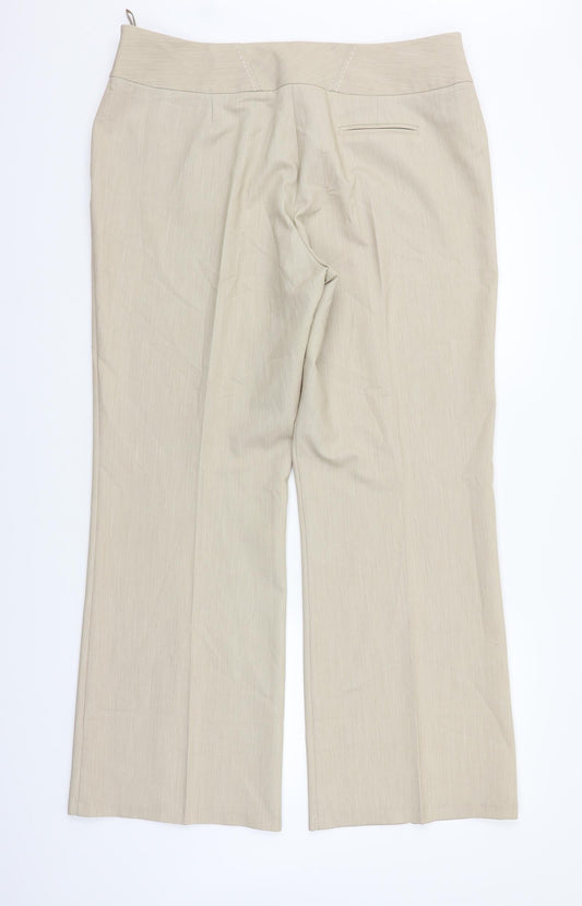 Womens UK Size 18 M&Co Regular Fit Beige Trousers