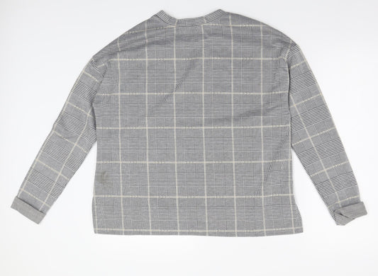 Primark Womens Grey Check Basic T-Shirt Size S