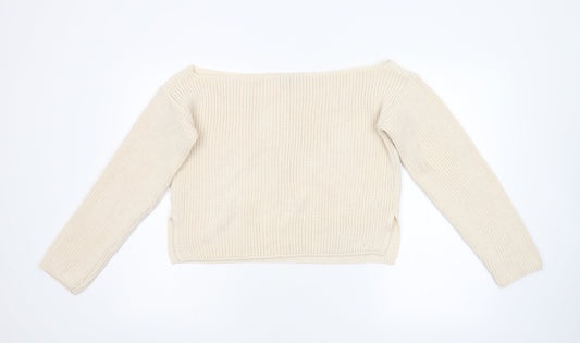 Boohoo Womens Beige Knit Pullover Jumper Size M